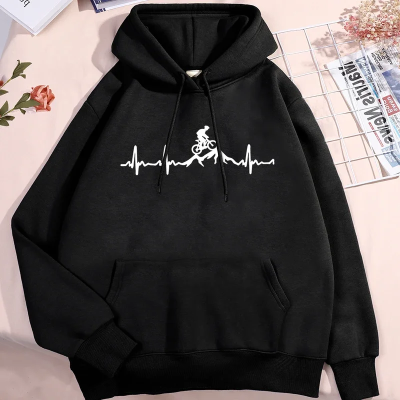 

Ecg Mountain Bike Printing Men Women Sweatshirt Creativity Loose Hoody Autumn Pullover Hoodies Hip Hop Loose Couple Clothes