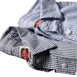 Washed Pure Cotton Oxford Cloth Long Sleeve Shirt Casual Leisure Striped Men Women Shirt Vintage Artistic Direct from Japan