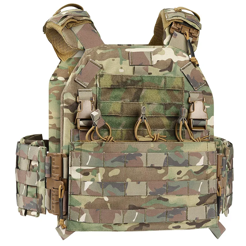 Rompi Tempur Militer Kamuflase Nilon 500D VPC Rompi Taktis Pembawa Rilis Cepat Dapat Dilepas Rompi Airsoft Peralatan Luar Ruangan