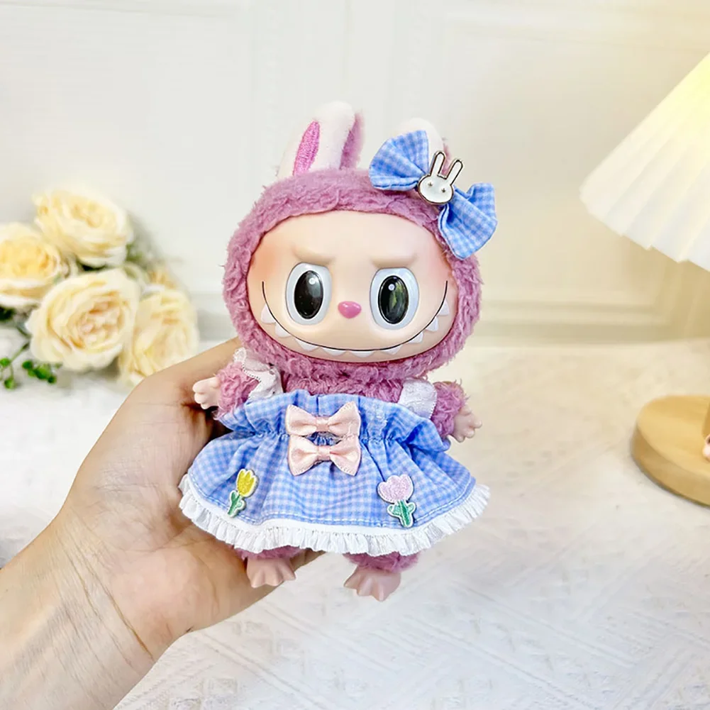 17cm Labubu doll clothing hoodie doll clothing color matching doll accessories cute decoration clothes