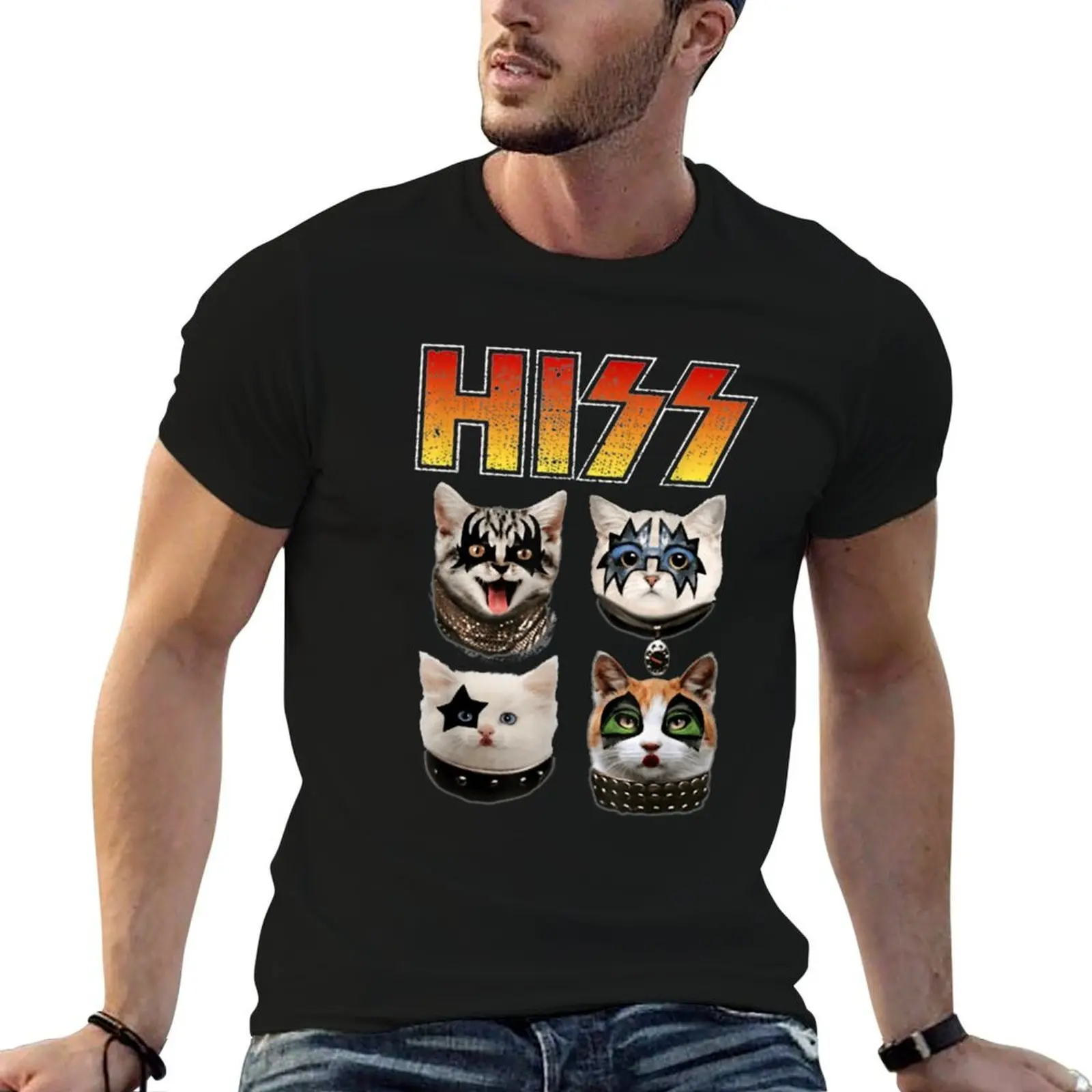 Hiss Funny Cat Lover T-Shirt All Match Print Short Sleeve Top