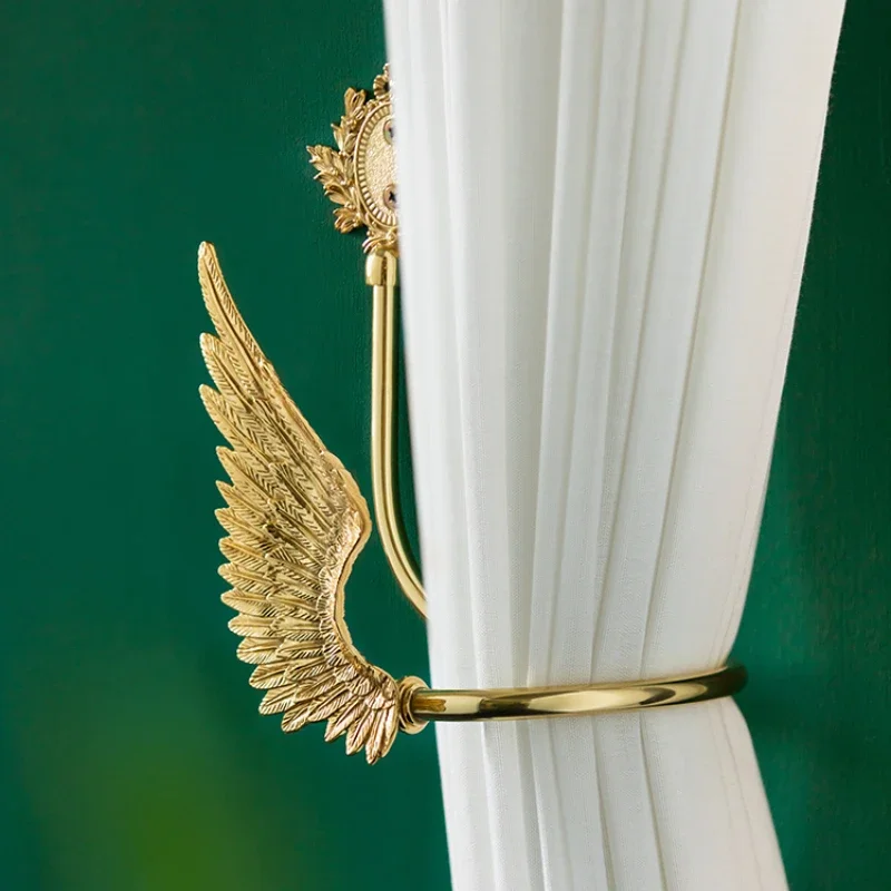 Creative Wing Shape Curtain Hook Light Luxury Pure Brass Imitation Swallow Shape Home Bedroom Decoration Model House Retro Hook