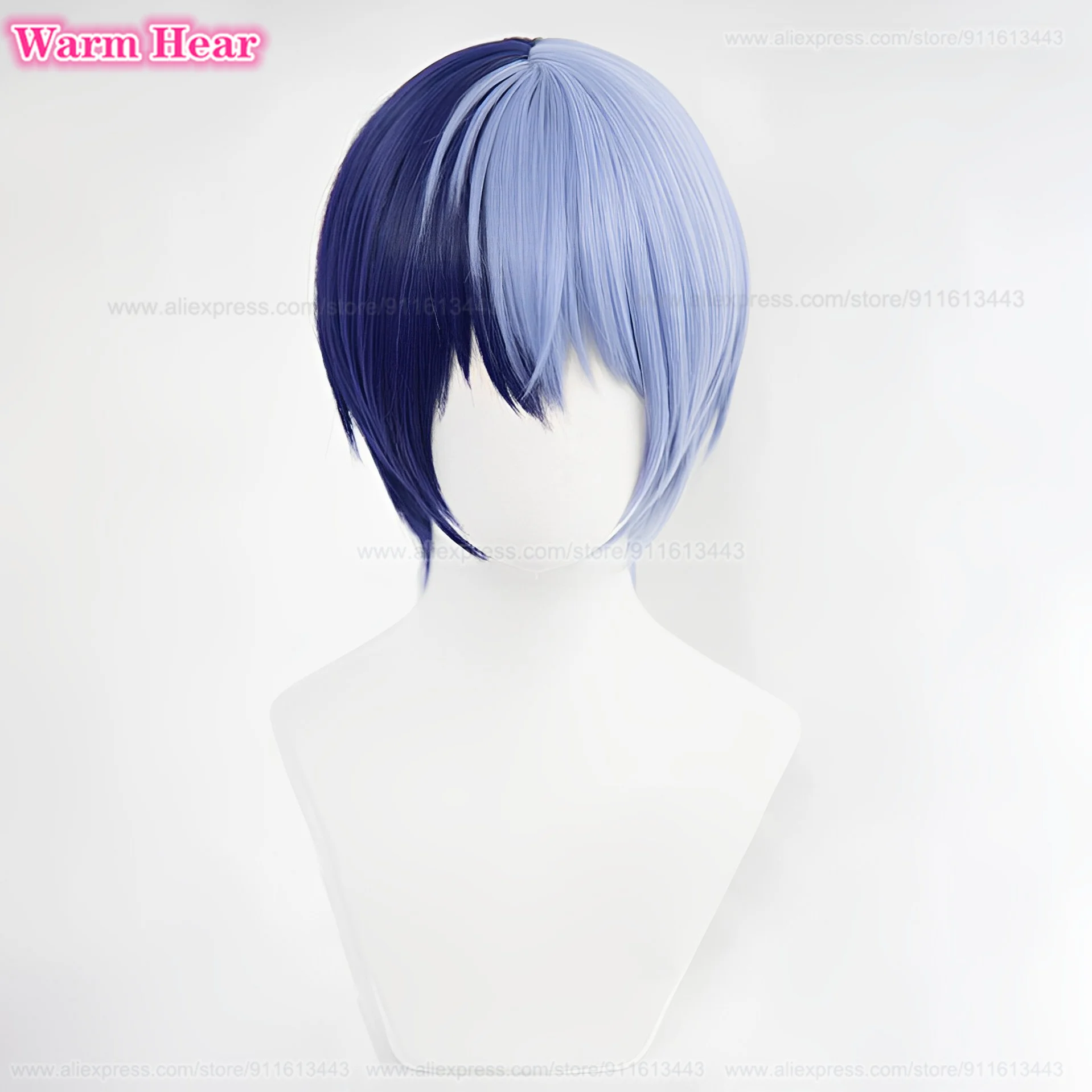 أنيمي الاصطناعية Aoyagi Toya Shinonome Akito شعر مستعار تأثيري للجنسين شعر مستعار قصير وحلق مقاومة للحرارة الشعر هالوين الباروكات + غطاء شعر مستعار