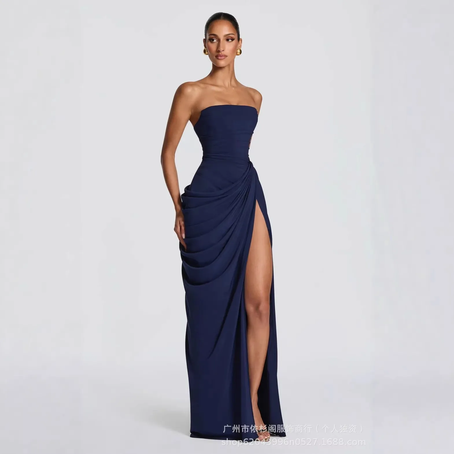 Bodycon Gown Pleated Low Waist Socialite Style with Pleated Dress One Shoulder Slim Fit Elegant Camping Party Dress for Women