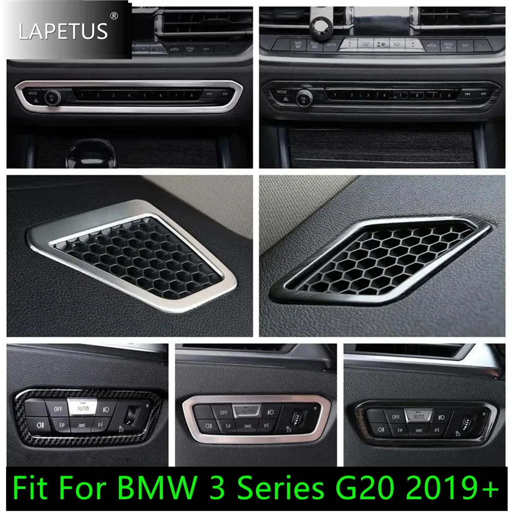 

Auto Accessories Dashboard Central Control AC Air Condition Vent / Head Light Button Cover Trim For BMW 3 Series G20 2019 - 2024