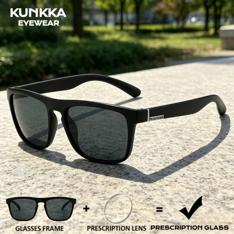 

KUNKKA Fashion Vintage Square Polarized Prescription Sunglasses Luxury Brand Designer Optical Sun Glasses for Women Men Driving