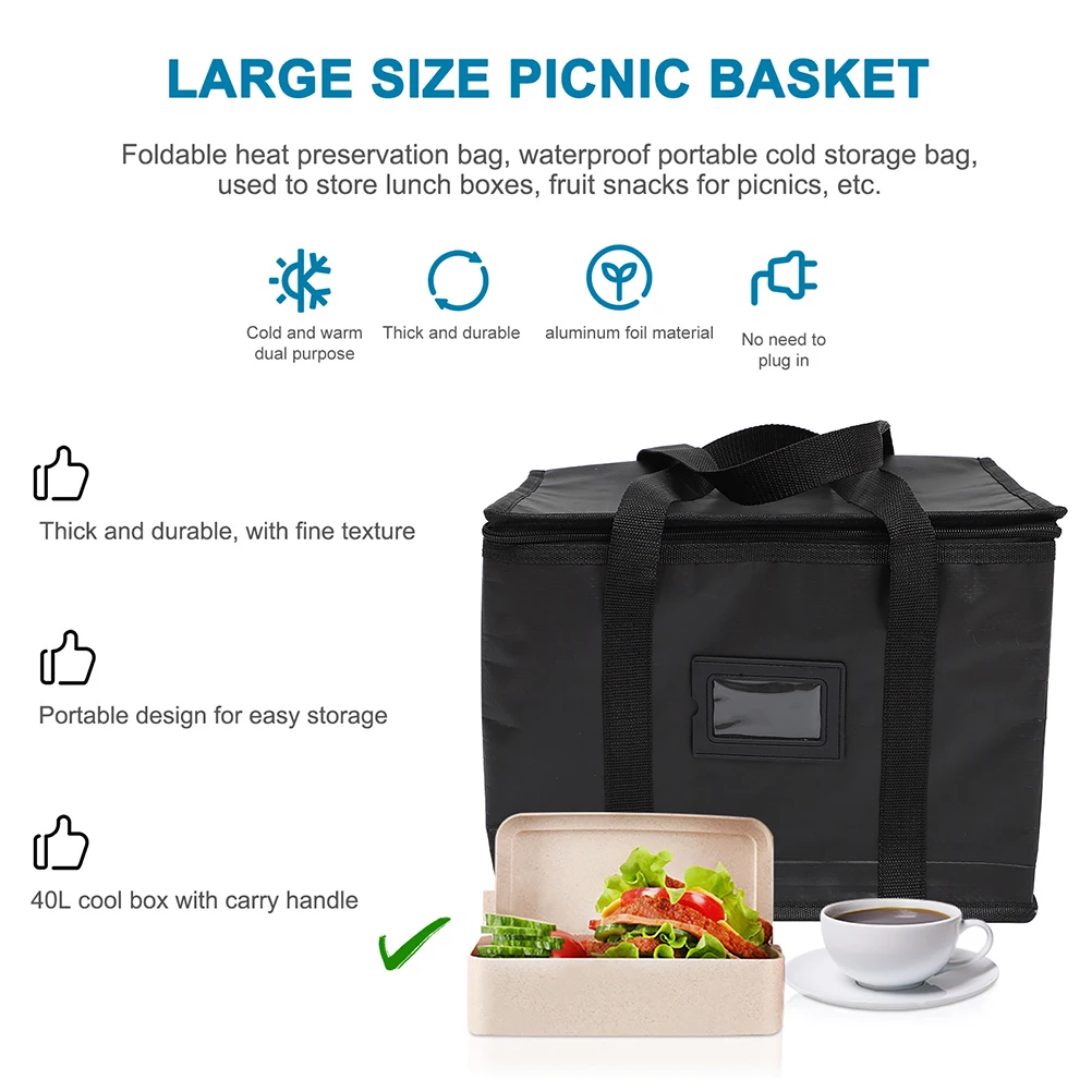

Insulated Lunch Bag Lightweight Portable Large Capacity Food Tote Picnic Cooler Bag Foldable Wear Resistant Reusable