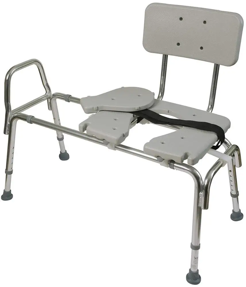 2022 Heavy-Duty Sliding Transfer Bench Cut-Out Seat Shower Bath Tub Chair New