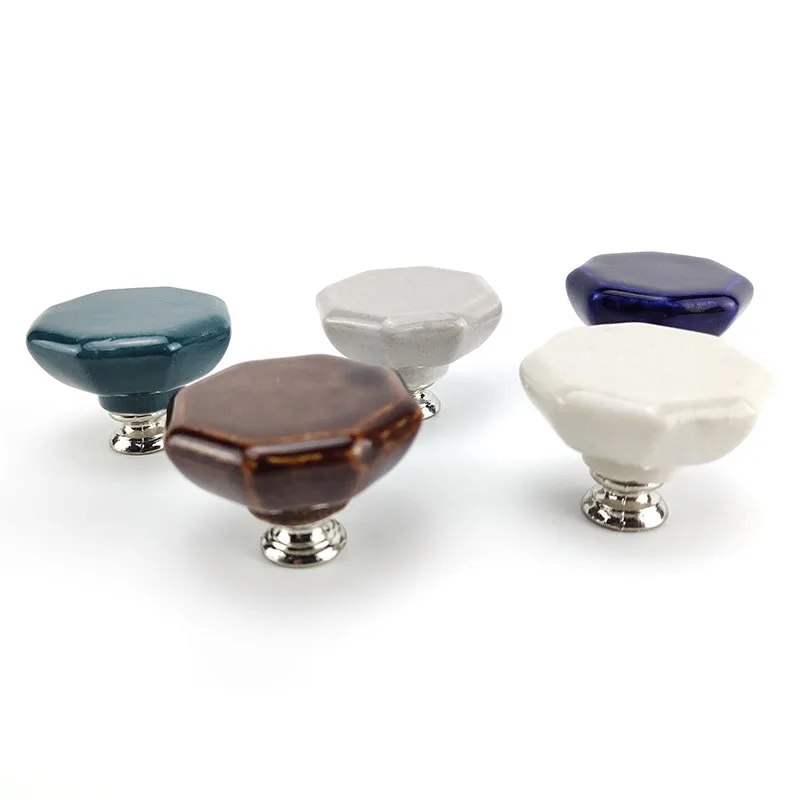 

8 шт./партия, шестигранные керамические ручки для мебели