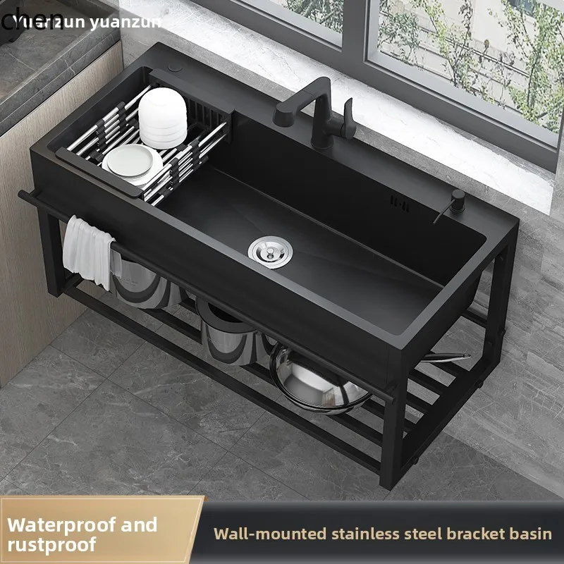 

QZT stainless steel single sink balcony household kitchen integrated dish basin