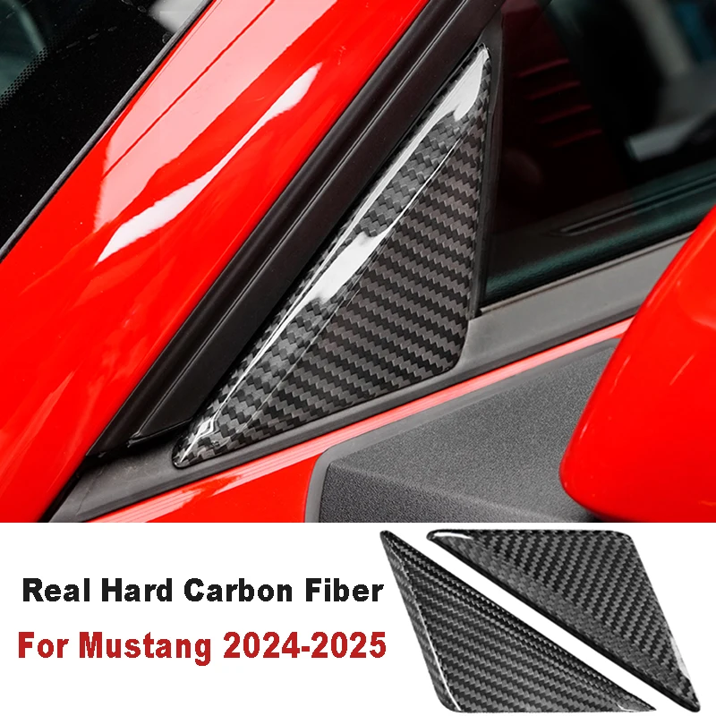 

Real Hard Carbon Fiber A-pillar Window Triangle Decoration Cover Trim For Ford Mustang 2024 2025 Carbon Fiber Exterior Stickers