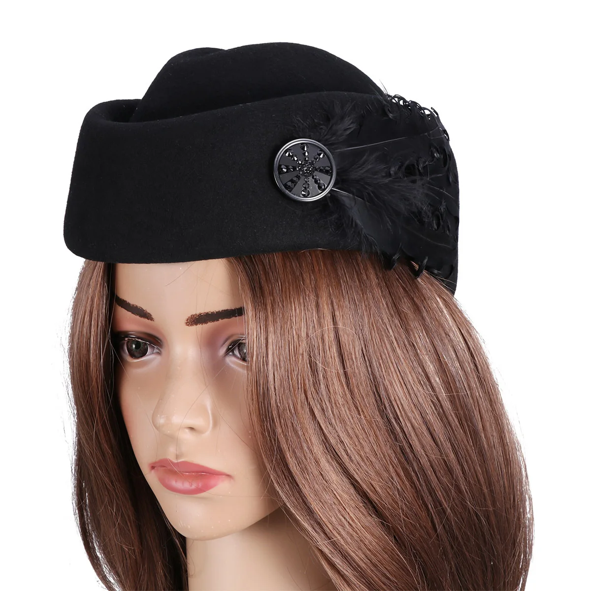 

Black Vintage Wool Beret Hat Women Fashion Beanie Adjustable For Autumn Winter Warm Style Headwear
