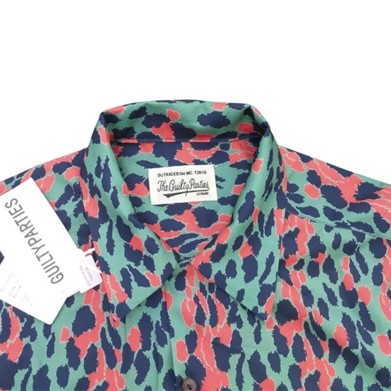 Street Japanese Harajuku Leopard Retro Cuban collar WACKO MARIA Autumn Winter Mens Womens Hawaii Long Sleeve Shirt