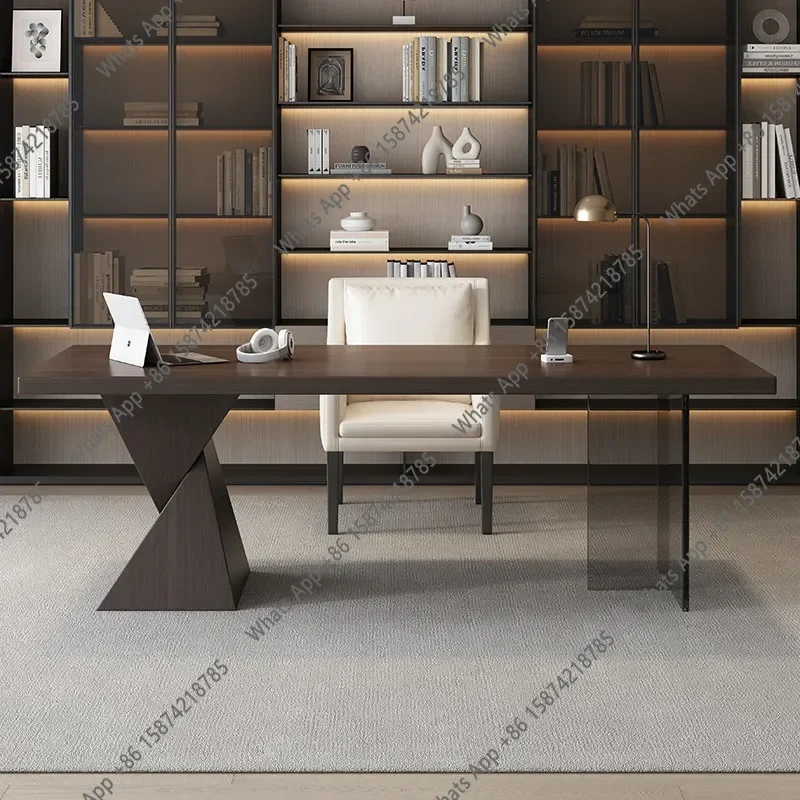 X Italian Minimalist Desk Study Home Light Luxury High-end Inductor Computer Table Living Room Solid Wood Creative Acrylic DeskB