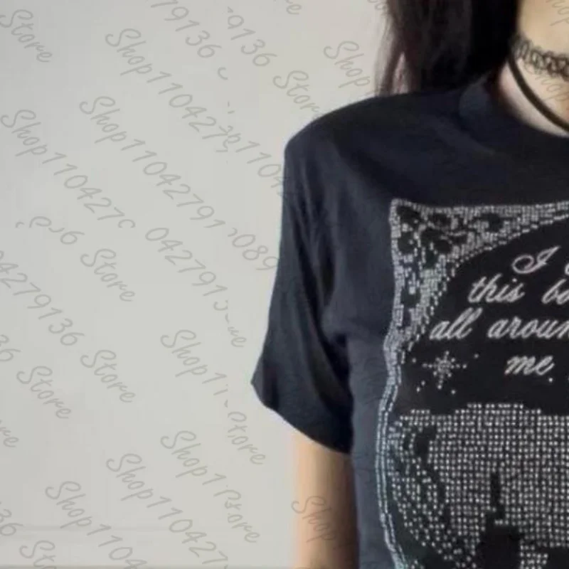 Cute Girls Tees Tops Aesthetic Graphic Tees Tops Y2k Style Women Clothing Streetwear Harajuku Printing Sexy T-shirts Summer 90s image 6