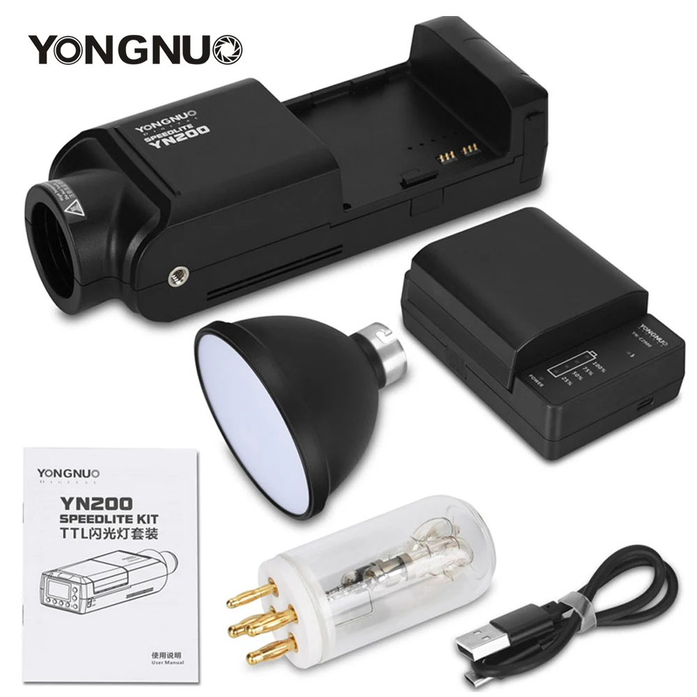 YN200 Flash Light Speedlite Kit TTL HSS 200W High-Power Outdoor Flash