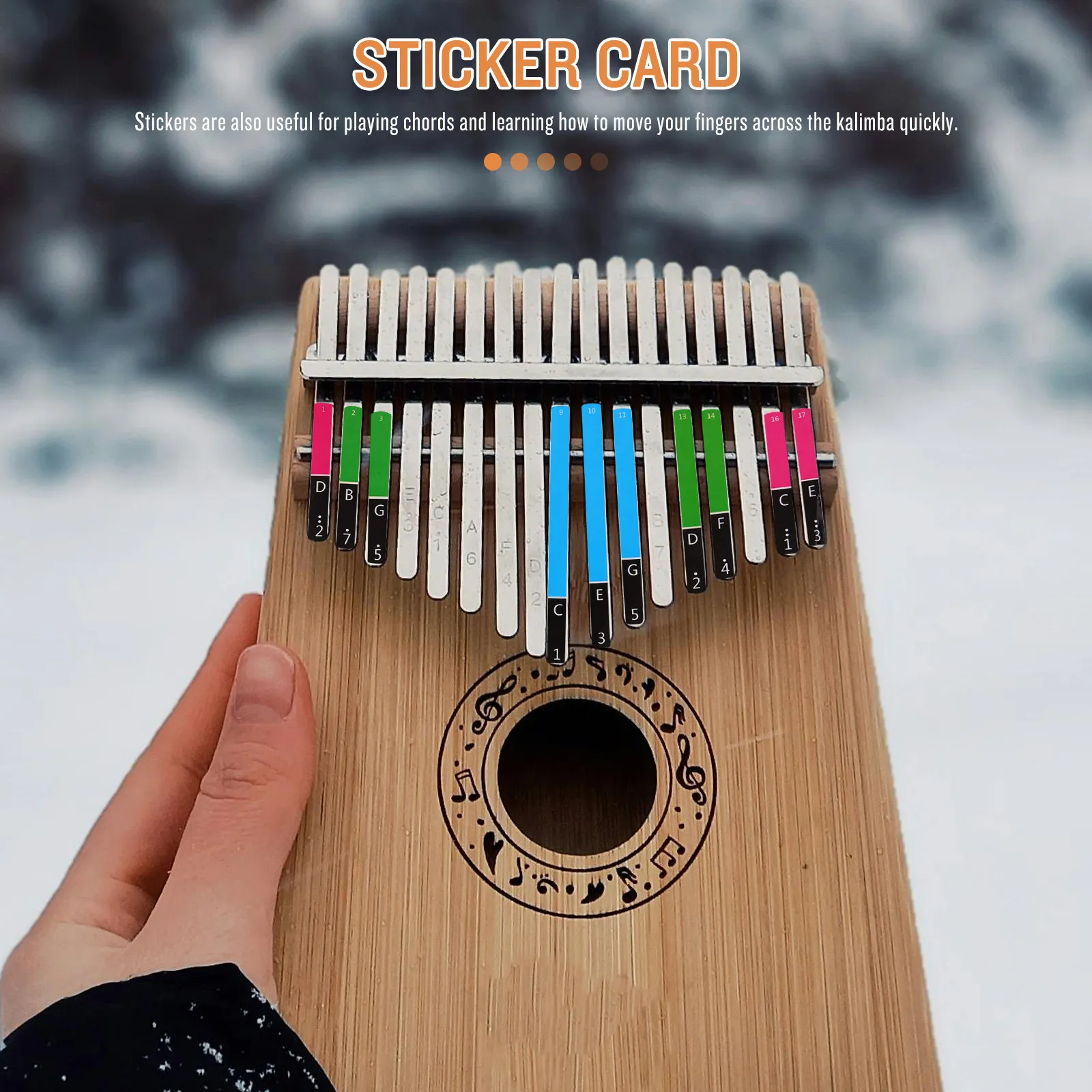 1Sheet Kalimba Scale Stickers Removable Finger Piano Note Labels for Kalimba Players Visual Learners Gift Music