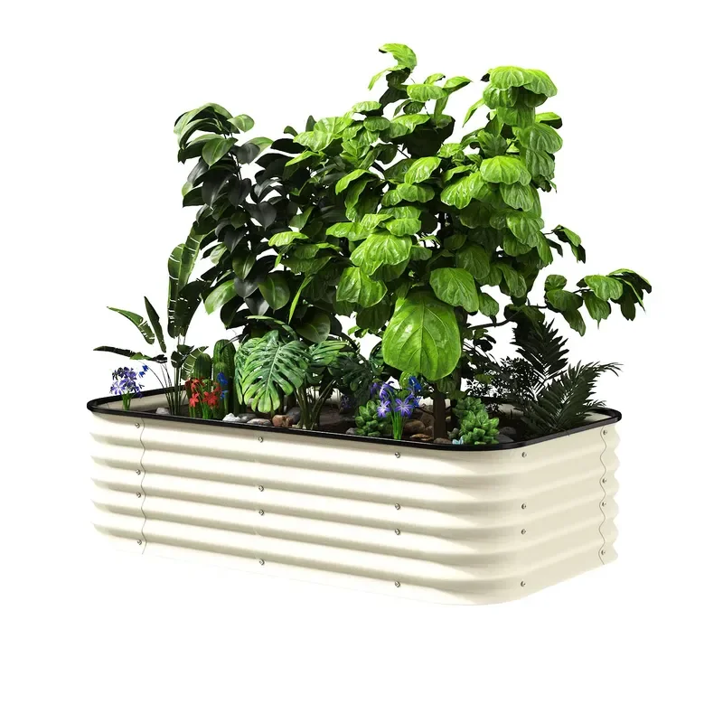 for 8 Inch Tall Raised Planter Box Large Elevated Garden Bed Modular Metal Planters for Vegetables Dropshipping