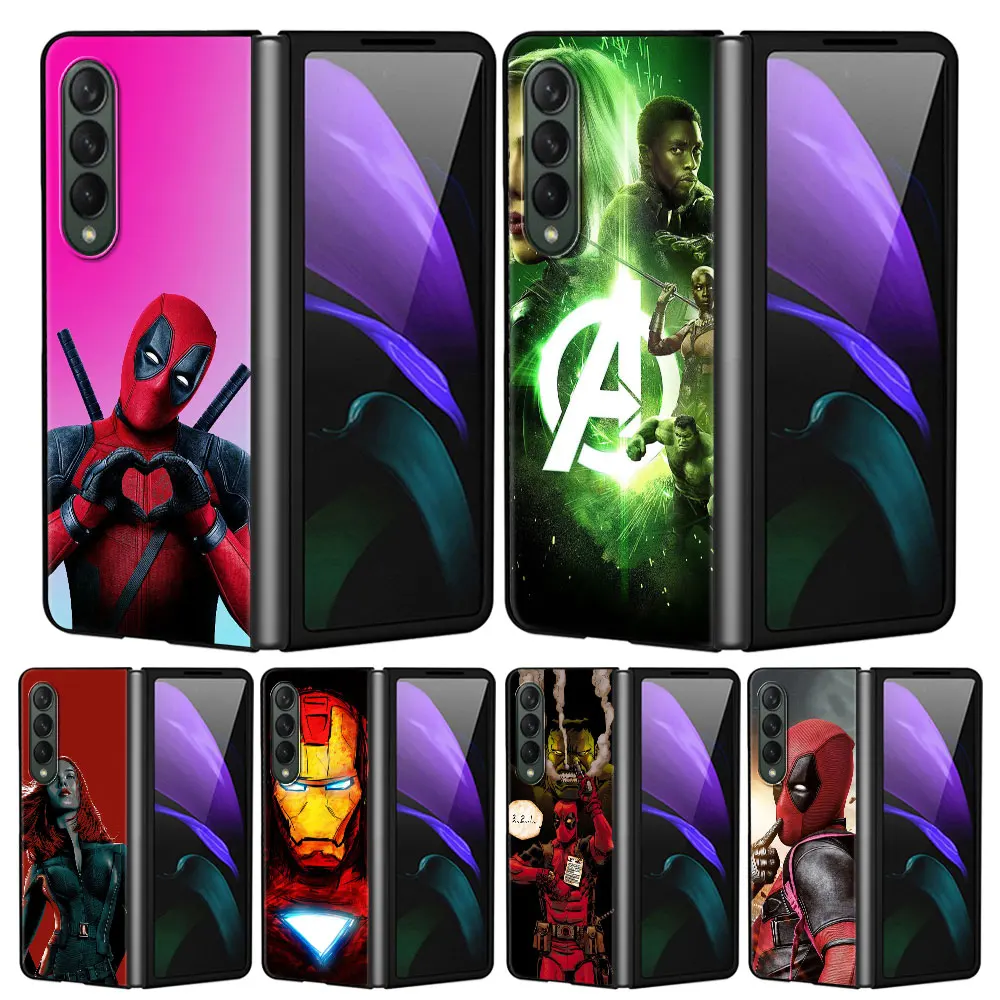 Marvel Deadpool Ironman Case for Samsung Galaxy Z Fold5 Z Fold3 ZFold3 Z Fold4 5G ZFold4 Z Fold 4 Z Fold Luxury Black Cover