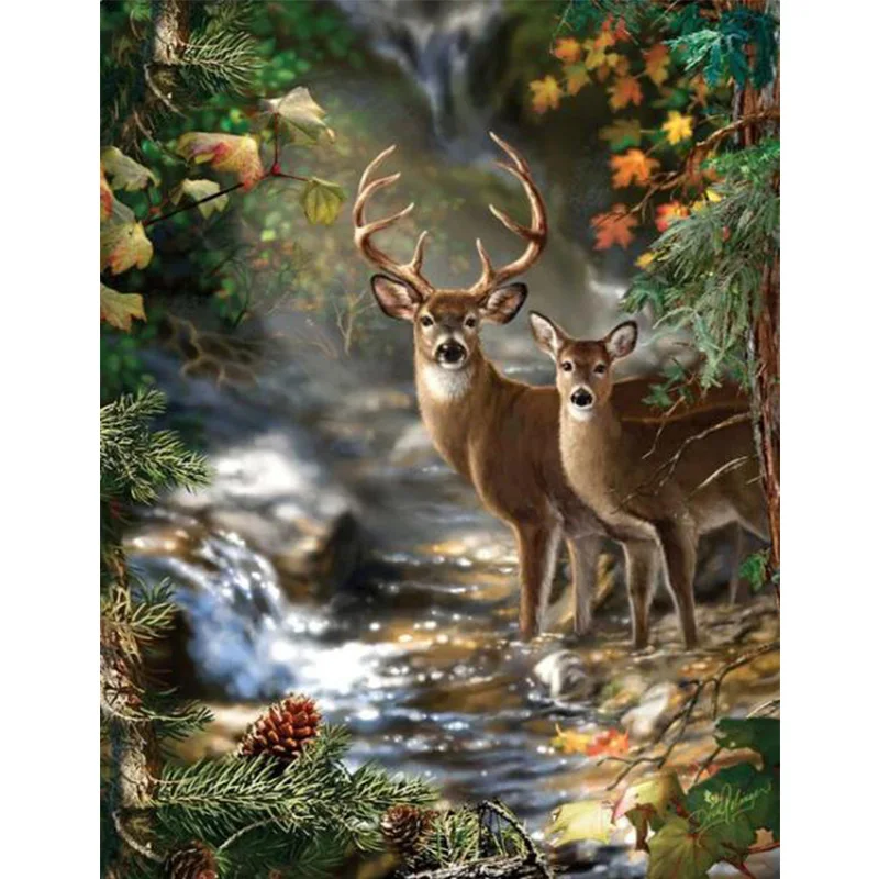 AB Diamond cross stitch Deer in the forest 5D DIY Diamond embroidery rhinestone painting Diamond Painting