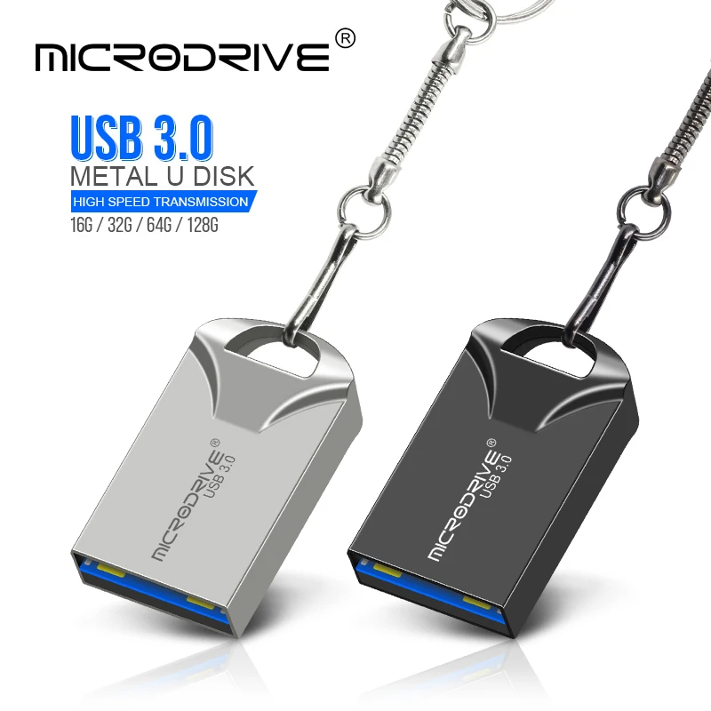 Mini unidad Flash USB de metal de 16GB y 32GB, unidad Flash USB de 64GB, memoria USB, unidad Flash USB 3,0 de acero inoxidable