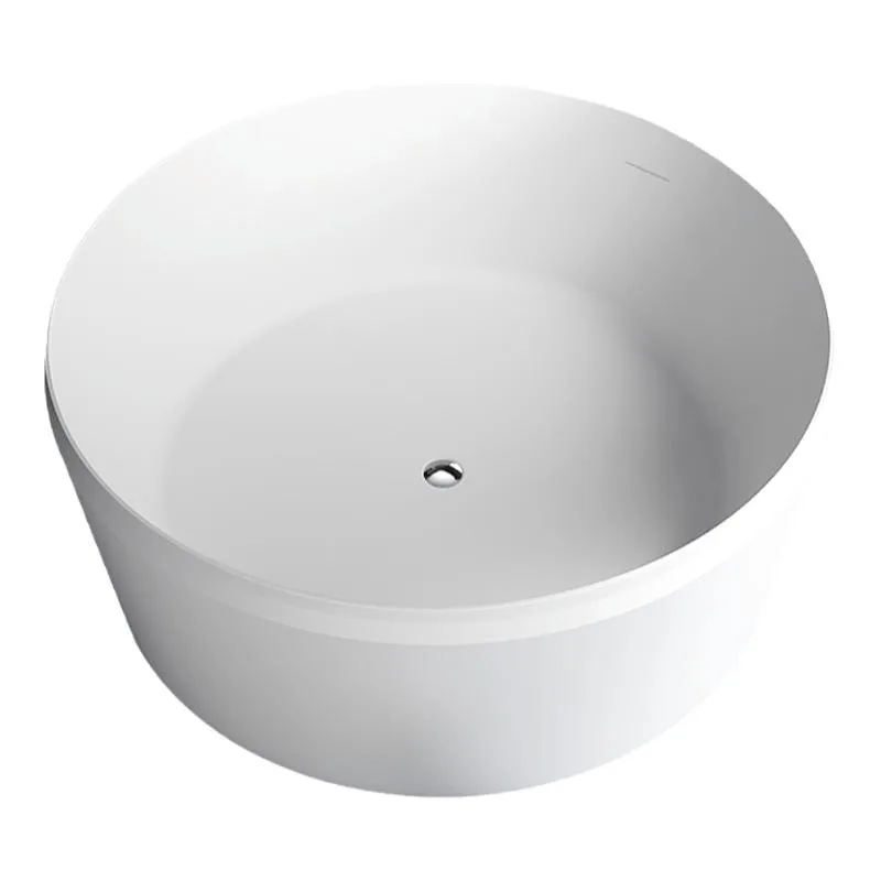 Modern 1.5m White Acrylic Freestanding Soaking Bathtub round Design with Drainer for Indoor Use Villa Apartment Hotel for Adults