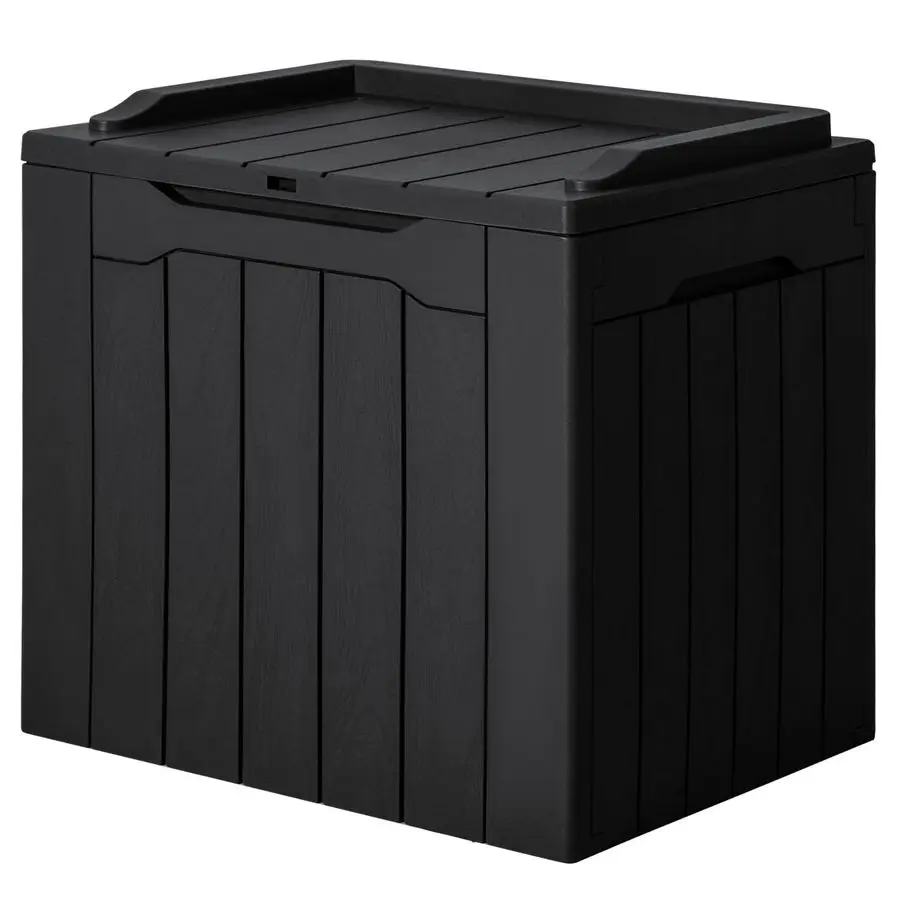 

Водонепроницаемый ящик для хранения из полимерной смолы на 31 галлон для уличной и домашней мебели, подушек и садового инвентаря, черный