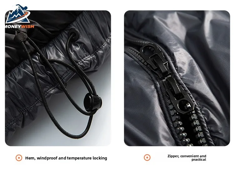 MONEYWISH أسفل سترة العصرية تنوعا الأبيض بطة أسفل القطن سميكة الباردة مقاومة الدافئة معطف قصير في الهواء الطلق مخيم التزلج أسفل سترة