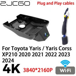 ZJCGO 4K 2160P Car DVR Dash Cam Camera Video Recorder Plug and Play for Toyota Yaris / Yaris Corss XP210 2020~2024