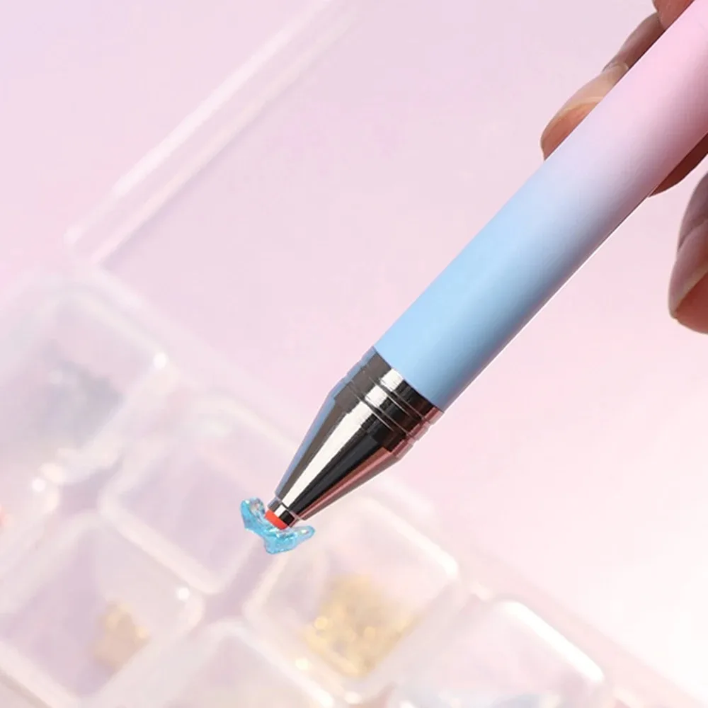 Farbverlauf-Strass-Pickertool, nachfüllbarer Wachsstift mit 3 zusätzlichen roten Wachsnachfüllungen, Nagel-Dotting-Strass-Pickup-Stift – Detail 2