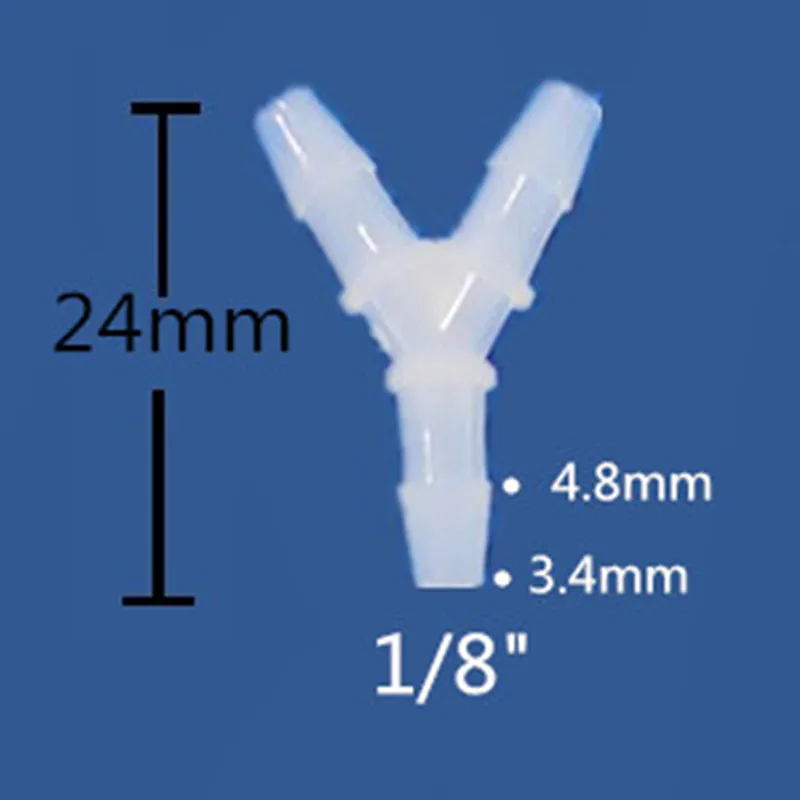 10pcs of PVDF Barbed Y Connector Tubing Connector Three-way valve Hose Fitting Ozone Resistance Size 3/32\
