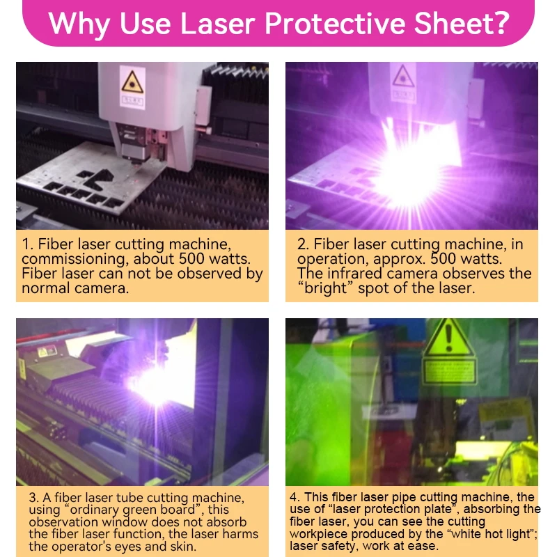 soczewki laserowe1064 Przemysłowe bezpieczeństwo laserowe Osłona ochronna Laserowy arkusz ochronny Ochrona oczu do soczewek laserowych chroniący laser