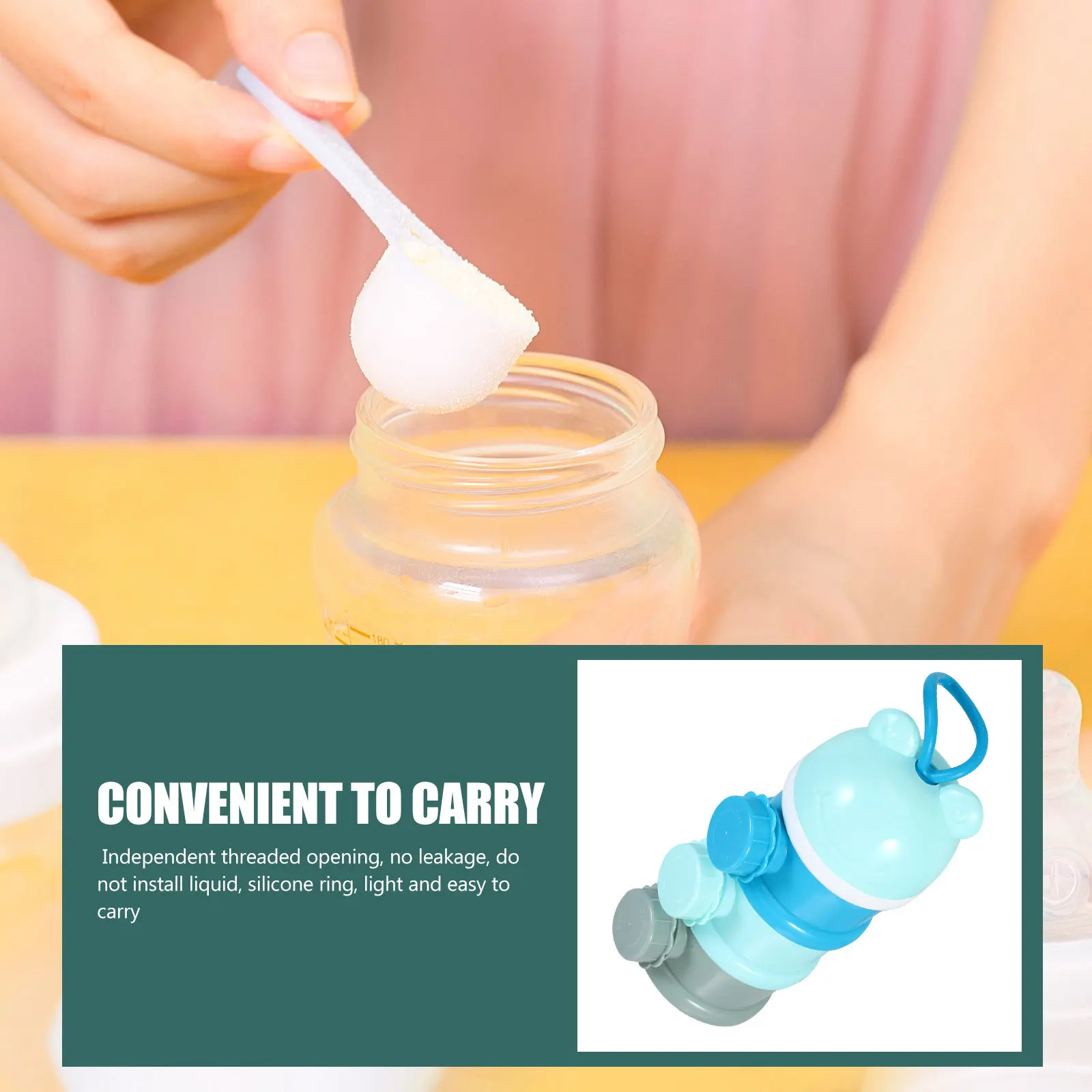Cartoon Design 3-Section Milk Powder Box Premium Food Grade PP Material Leakproof Threaded Lid Storage Container for Infant
