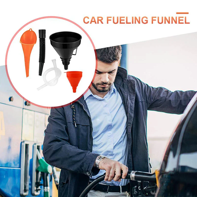 

Car Plastic Funnel Set Wide-Mouth Fuel And Oil Multi-Purpose Flexible Right-Angle Funnel For Coolant And Oil