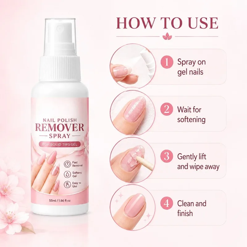Nail Remover Spray Solid Nail Gel Dissolving Liquid Fast Soften UV Gel Polish Easy Removal for False Nail Tips Professional DIY view 5