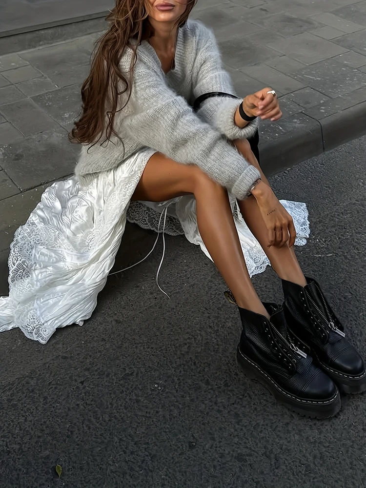 

Модный однотонный свободный свитер с v-образным вырезом для отдыха, вязаные пуловеры с длинными рукавами, осень-зима, новые простые женские джемперы для поездок на работу