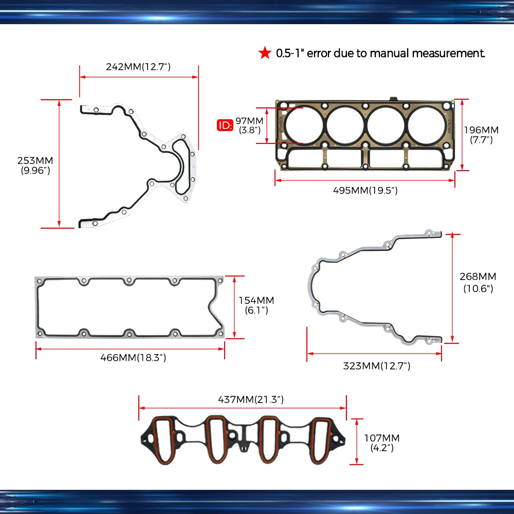 Zylinderkopf dichtung kompletter Satz es72390 für 2014-2017 chevy silverado tahoe gmc sierra yukon envoy buick cadillac 1.8l 2.0l v8