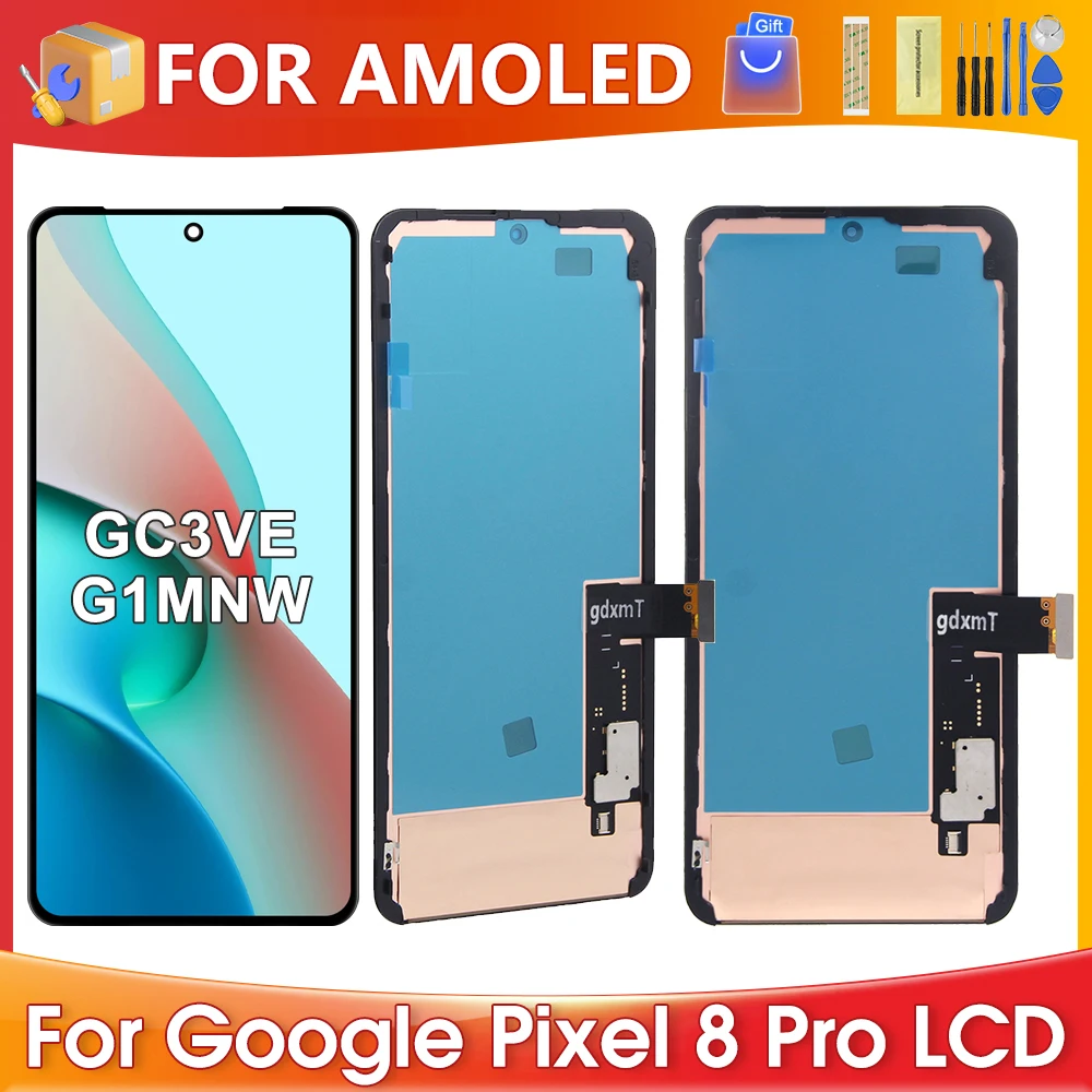 6.7\'\'For Google Pixel 8 Pro For AMOLED Google Pixel 8 Pro GC3VE G1MNW LCD Display Touch Screen Digitizer Assembly Replacement