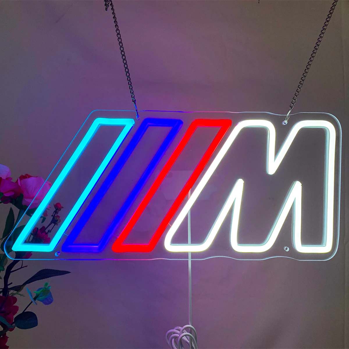 

Three-color bar m-shaped neon lights for the room garage party cool neon lighting decoration to create an atmosphere