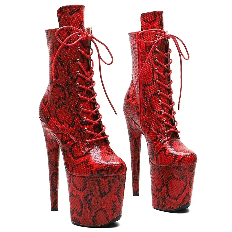 Leecabe 20cm/8inches Snake PU Fashion High Heel Platform Stripper Heel Pole Dancing Boot