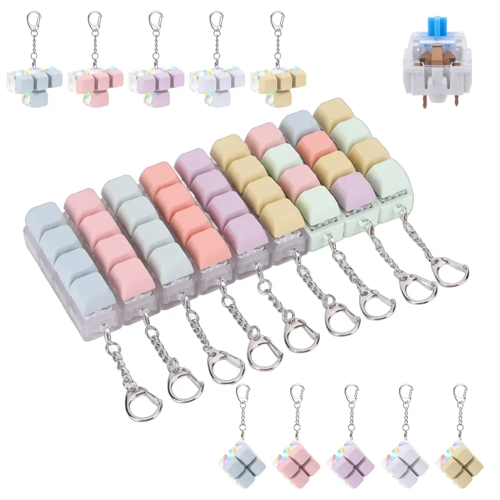 زر Keycap تململ المفاتيح 4 مفاتيح قبعات لوحة المفاتيح لعبة الإجهاد الإغاثة DIY بها بنفسك لوحة المفاتيح مكعب لعبة لتخفيف التوتر تمرير الوقت