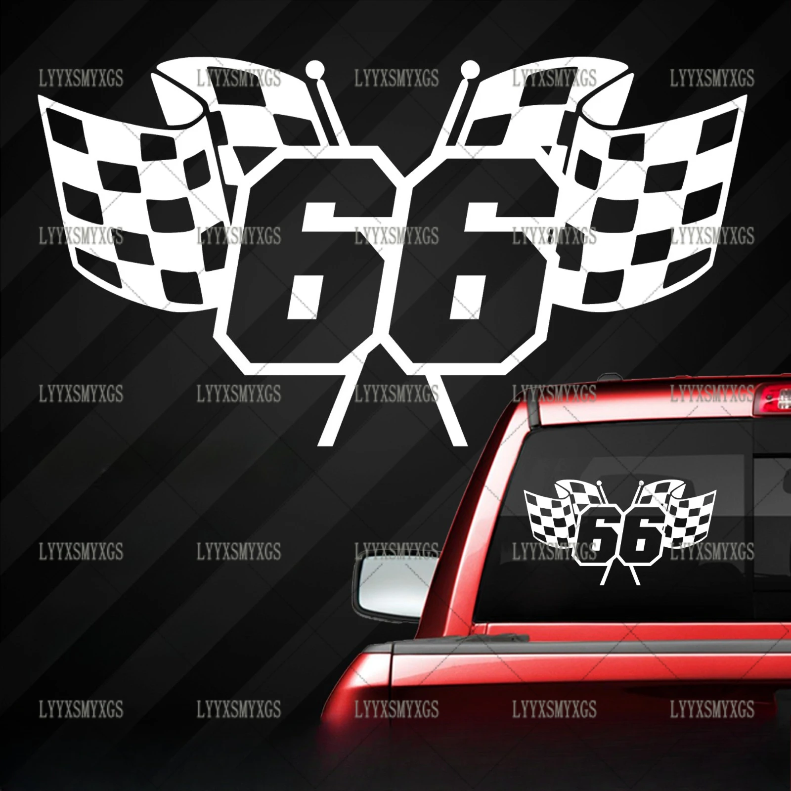 

Self-Adhesive Custom Racing 66 Number Flag Car Stickers Waterproof Sunscreen Vinyl Decal PVC wholesale Car Accessories