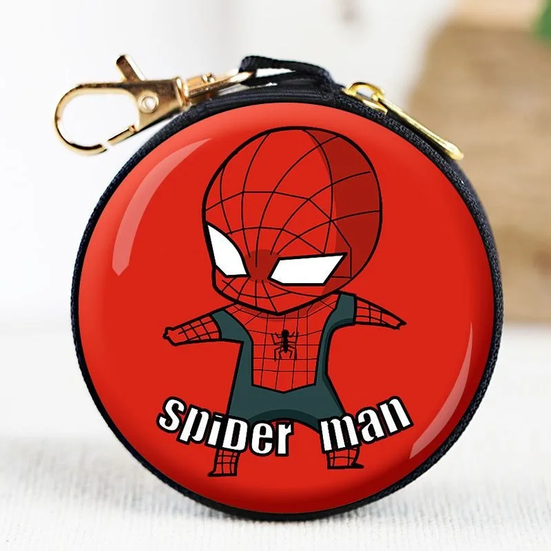 Marvel Spider-Man 아이언 맨 캡틴 아메리카 만화 애니메이션 어린이 지갑 소년 미니 헐크 틈새 동전 지갑 헤드폰 가방