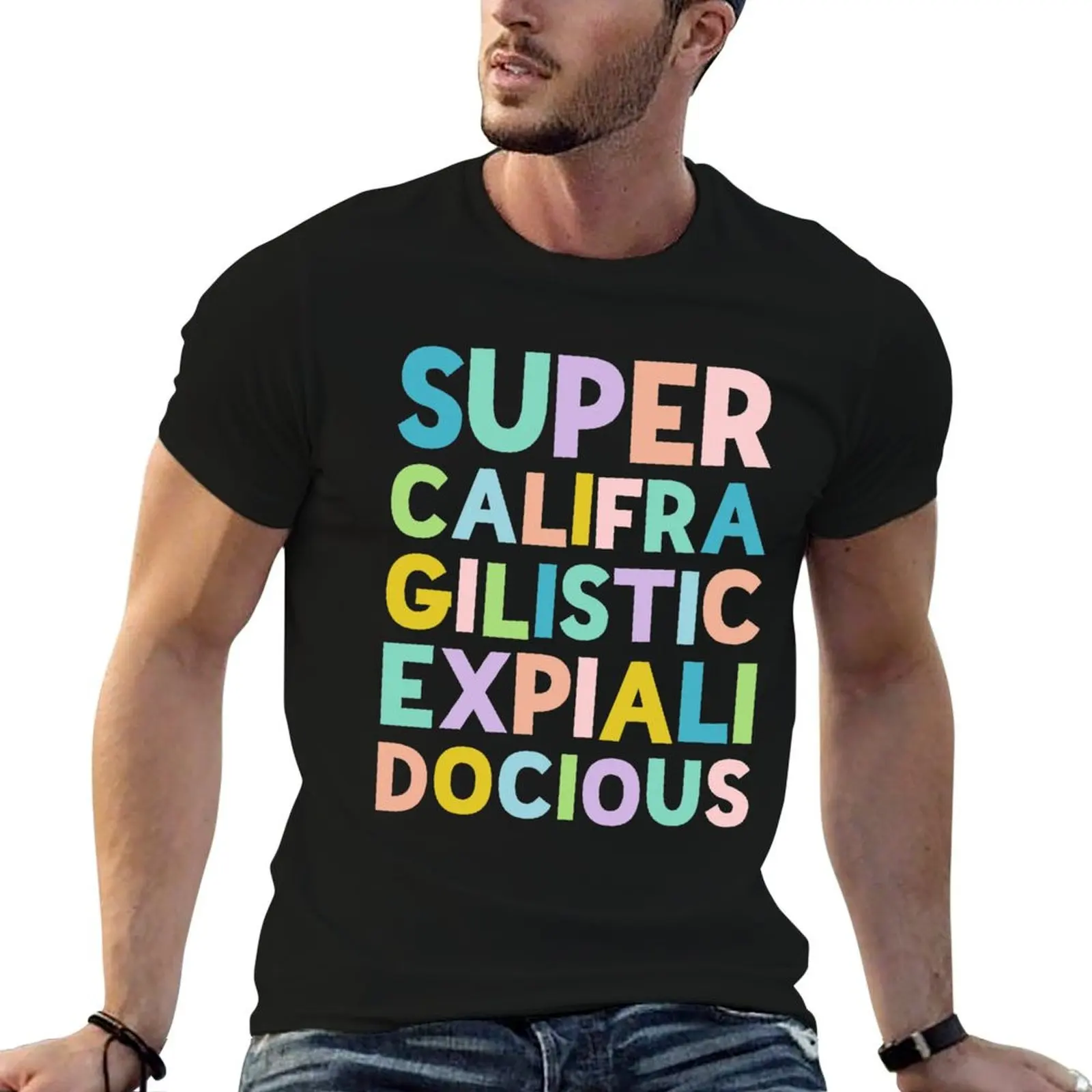 Supercalifragilisticexpialidocious - Colorful stack by Kelly Design Company T-Shirt No Iron Casual Short Sleeve Top