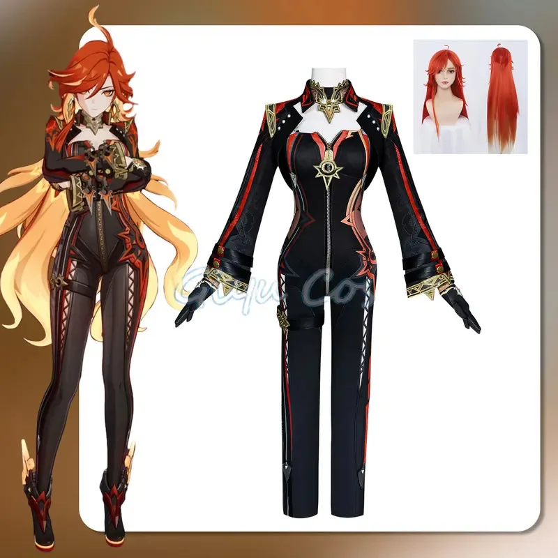 

Genshin Impact Mavuika Cosplay Costume Uniform Wig Anime Halloween Costumes for Women Game