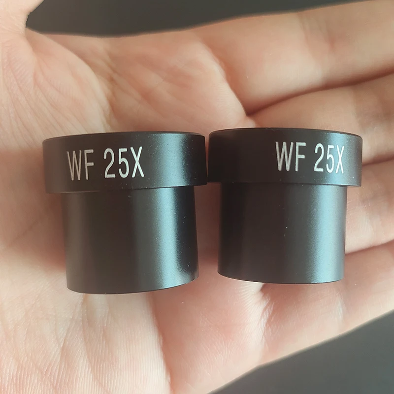 عدسة مجهر WF25X 12 ملم مجال رؤية واسع 23.2 ملم حجم منفذ التثبيت للمجهر البيولوجي