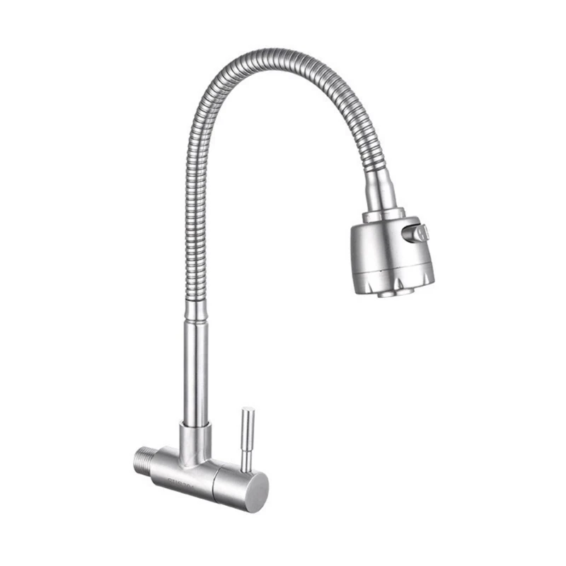 New Functional Wall Mount Kitchen Faucet Single Cold Use 360 Rotation Water Tap