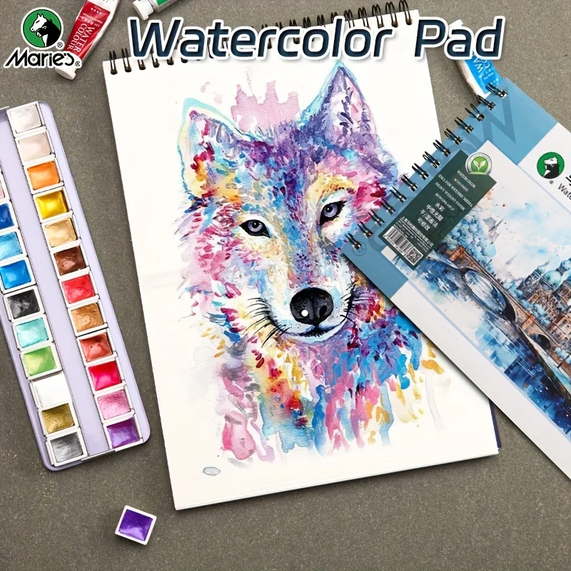 25 Sheets Marie's Watercolor Pad 16k/A4/8k 230gsm/108lb for Drawing,Writing,Acrylic,Perfect Gift for Artists and Professionals