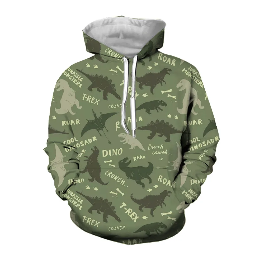 Jumeast 3D Cartoon Dinosaur Printed Jungle Camouflage Graphic Hoodie For Men Streetwear Oversized Hoodie Military Casual Clothes