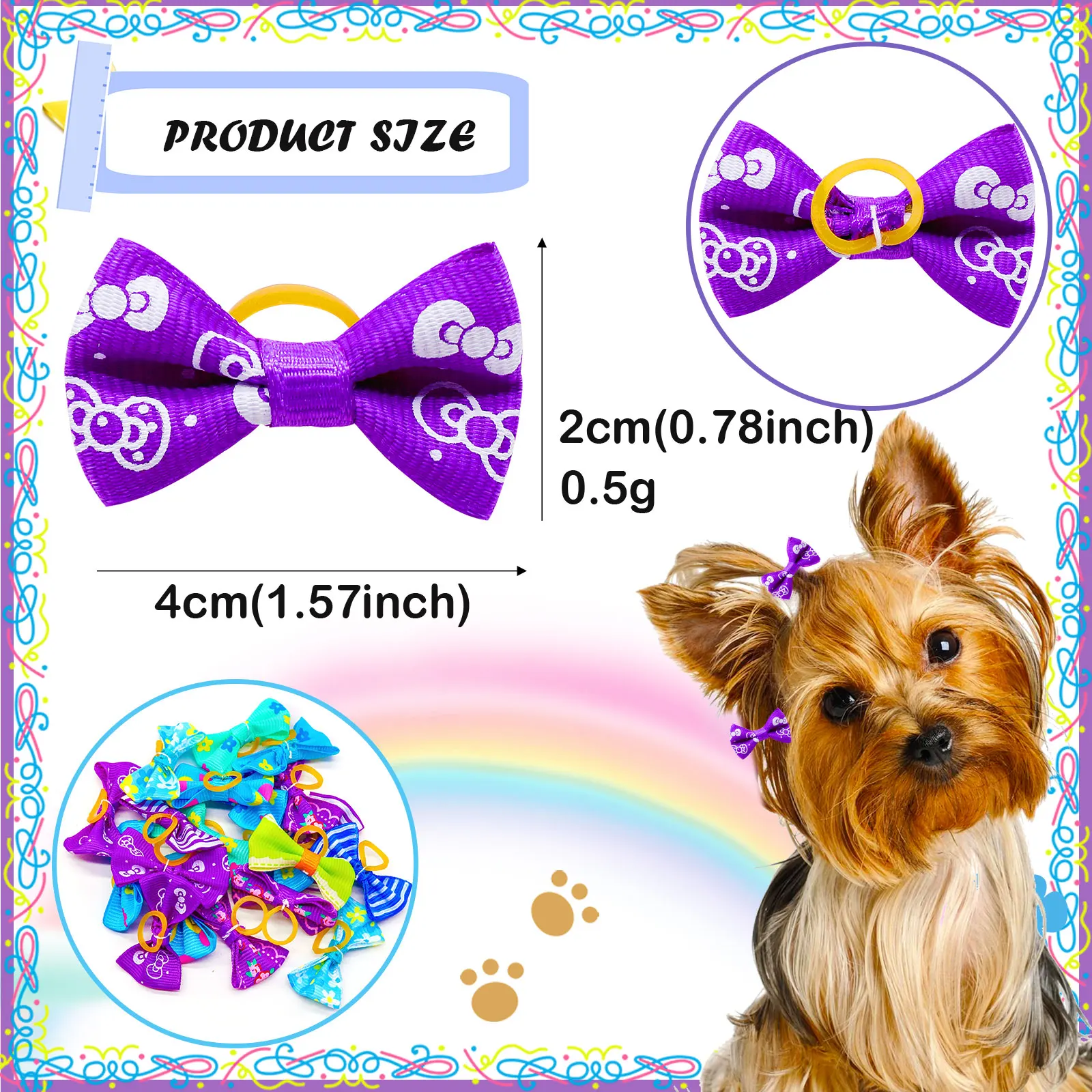 50PCS Dog Bows Mix Colour Bulk Pet Dog Hair Bows Dog Hair Accessories Pet Grooming Dog Supplies